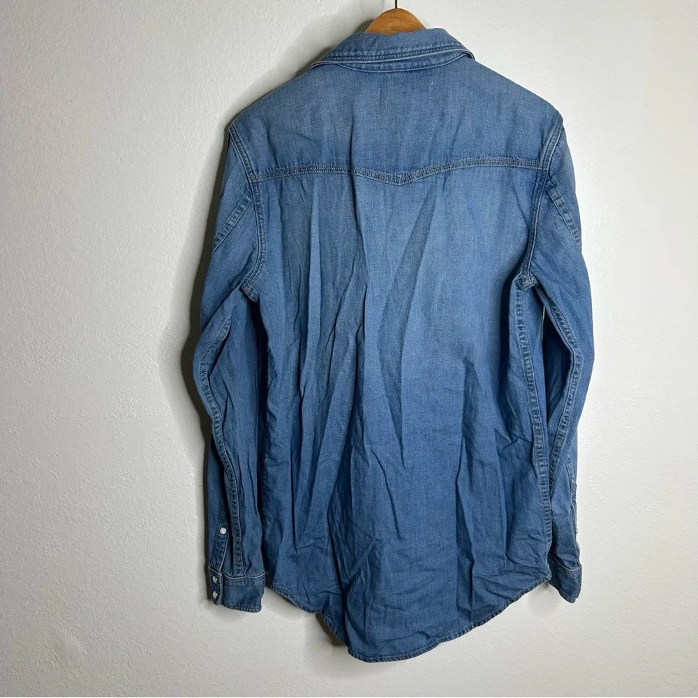 NWT Outerknown 100% Organic Cotton Denim Pearl Snap Button Down Long Shirt - Picture 12 of 16